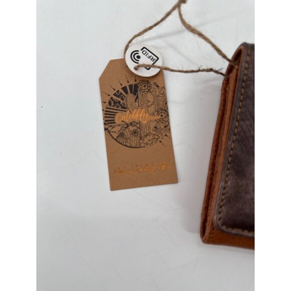 Catchfly Womens Wallet Faux Leather Bifold RFID Brown With Buckle New - Picture 3 of 9